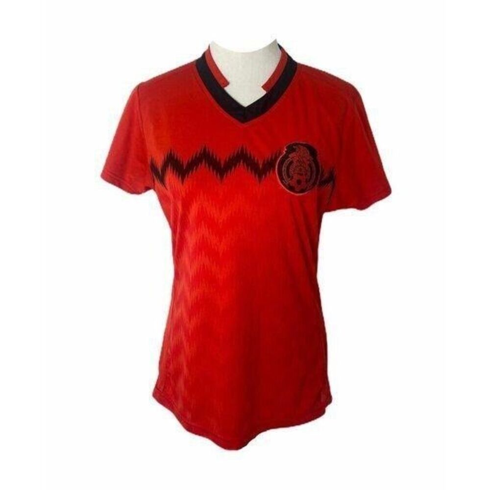 Unitalla Gool Mexico Boy's Shirt Red and Black Soccer Short Sleeve Size Large